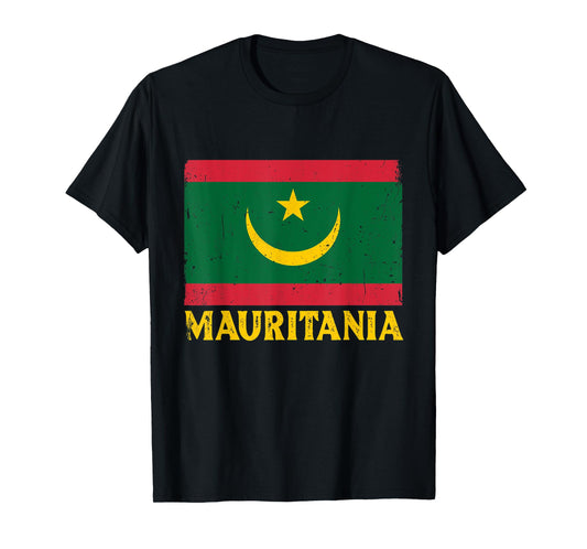 Distressed Retro Mauritania Flag Men Women Kids Patriotic T-Shirt