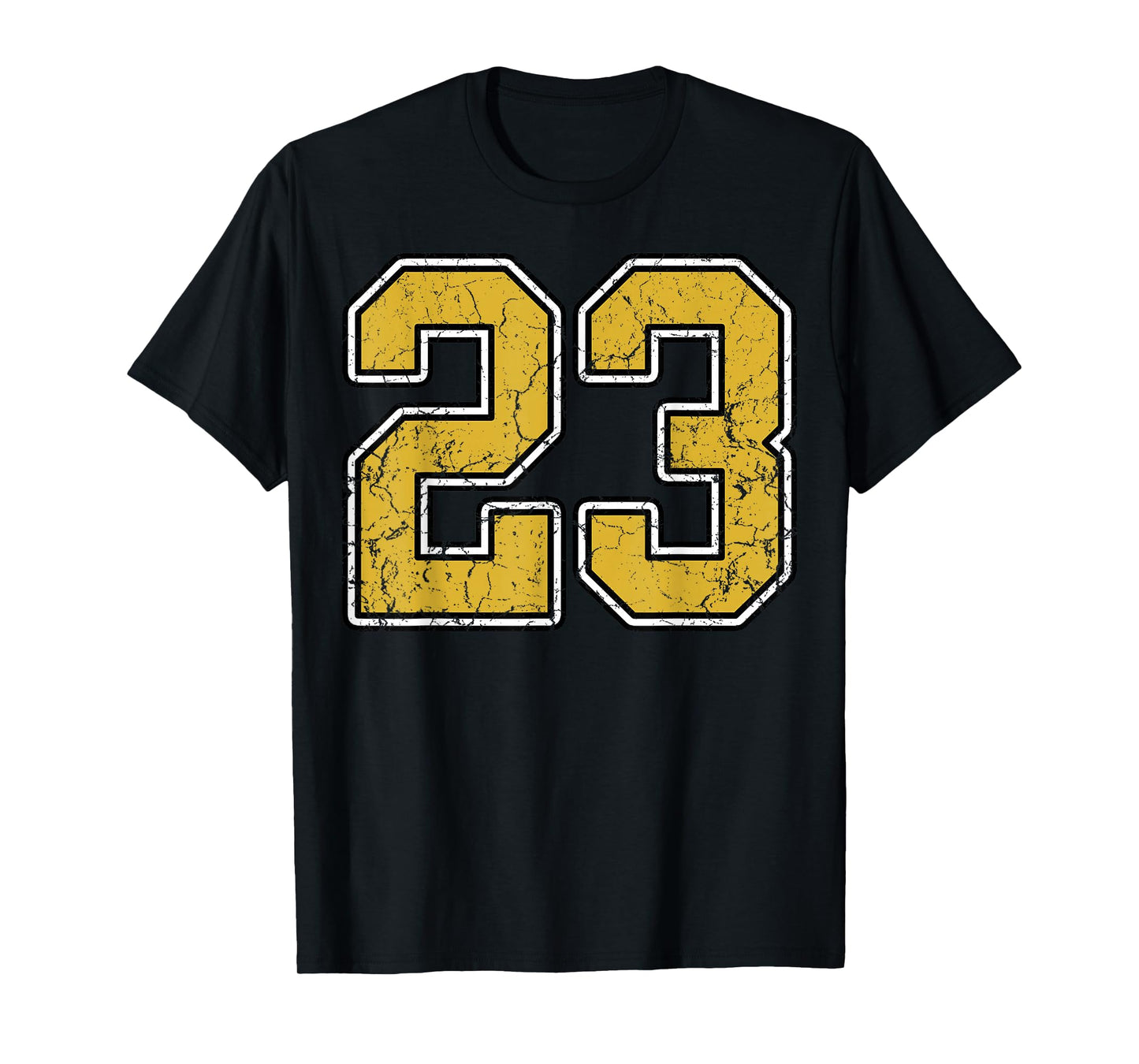 Old Gold Black White Sports Number 23 Jersey Uniform Player T-Shirt