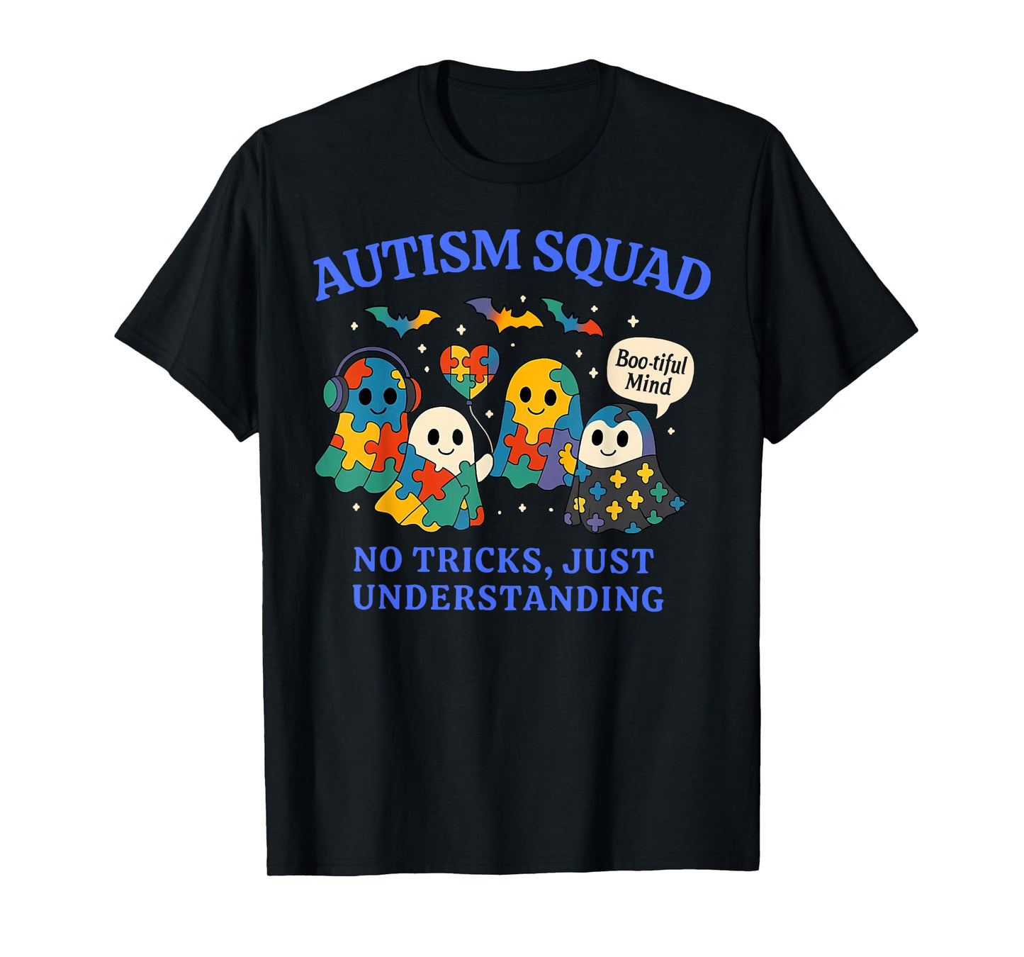 Autism Squad Puzzle Ghost Halloween Autism Awareness Teacher T-Shirt