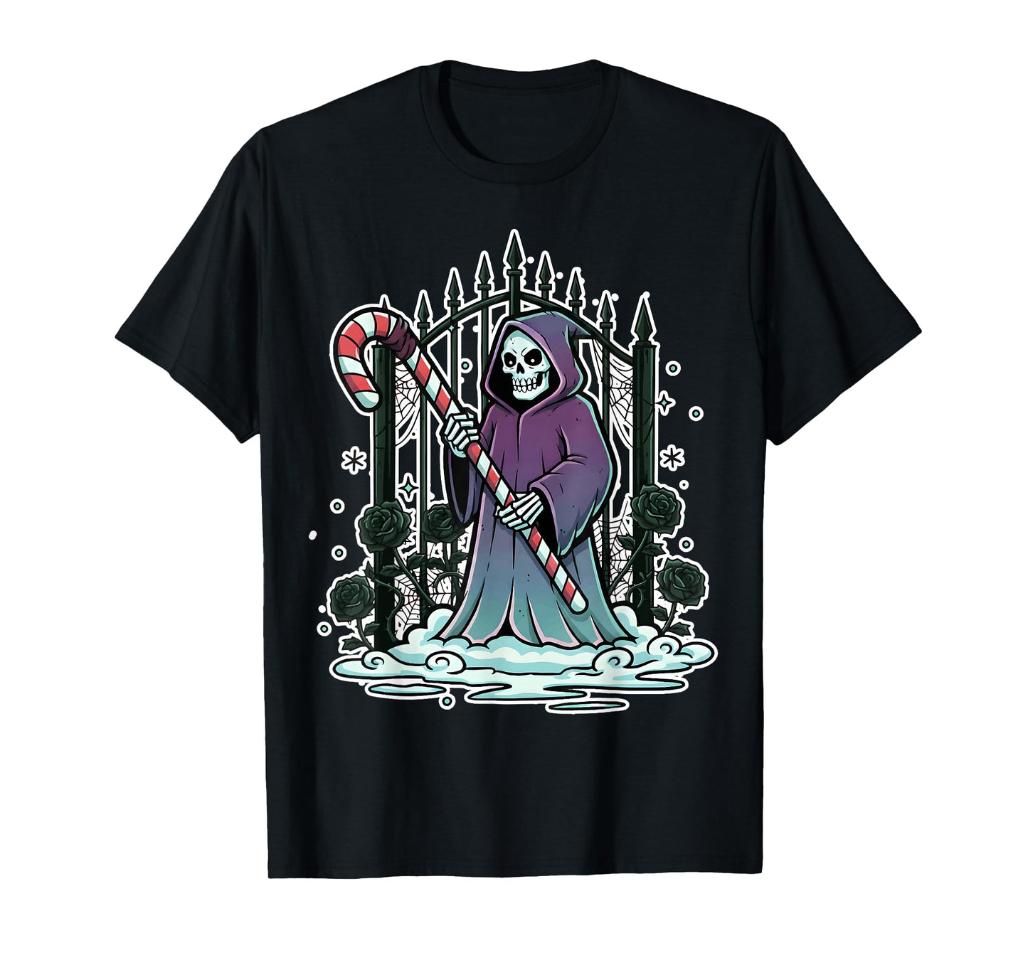 Gothic Skeleton Creepy Goth Christmas Dark Xmas Humor T-Shirt