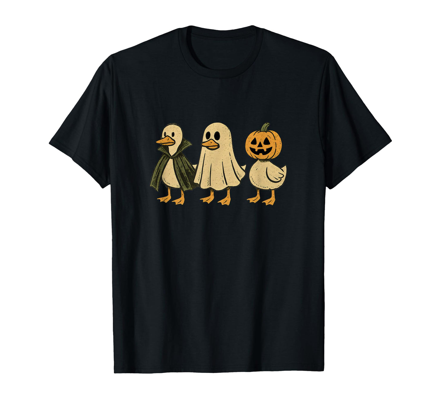 Duck Duck Boo Ghost Vampire Pumpkin Goose Retro Halloween T-Shirt