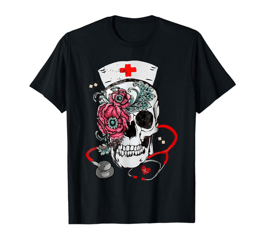 Nurse Skeleton Lazy Halloween Costume Cool Skull RN Nursing T-Shirt