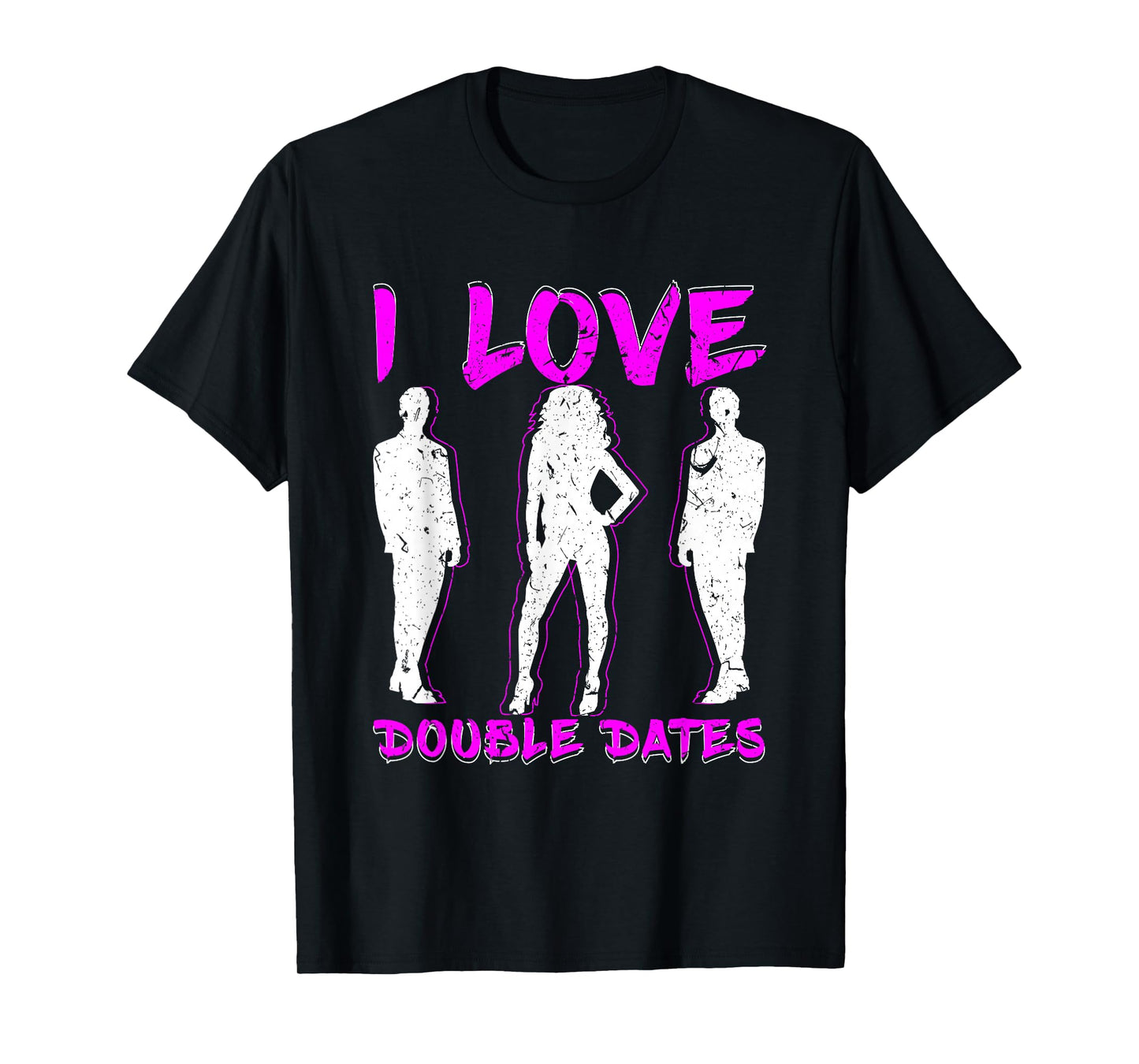 I Love Double Dates Threesome Swinger Hotwife Poly T-Shirt