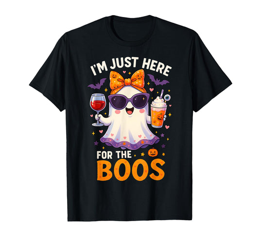 I'm Just Here for The Boos Halloween Women Ghost Cute Funny T-Shirt