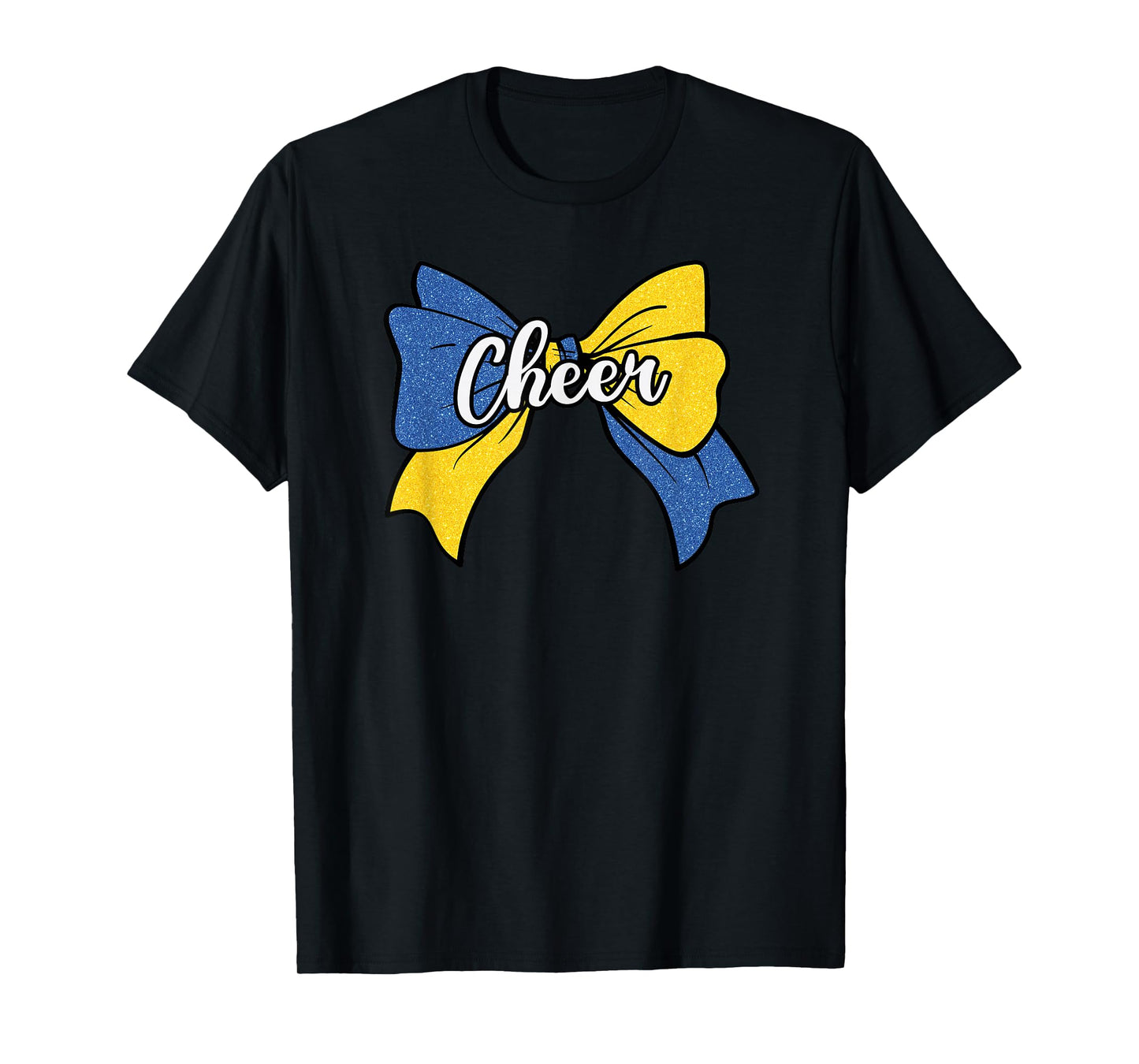 Cheer Coquette Bow Blue Yellow Cheerleader Cheerleading T-Shirt
