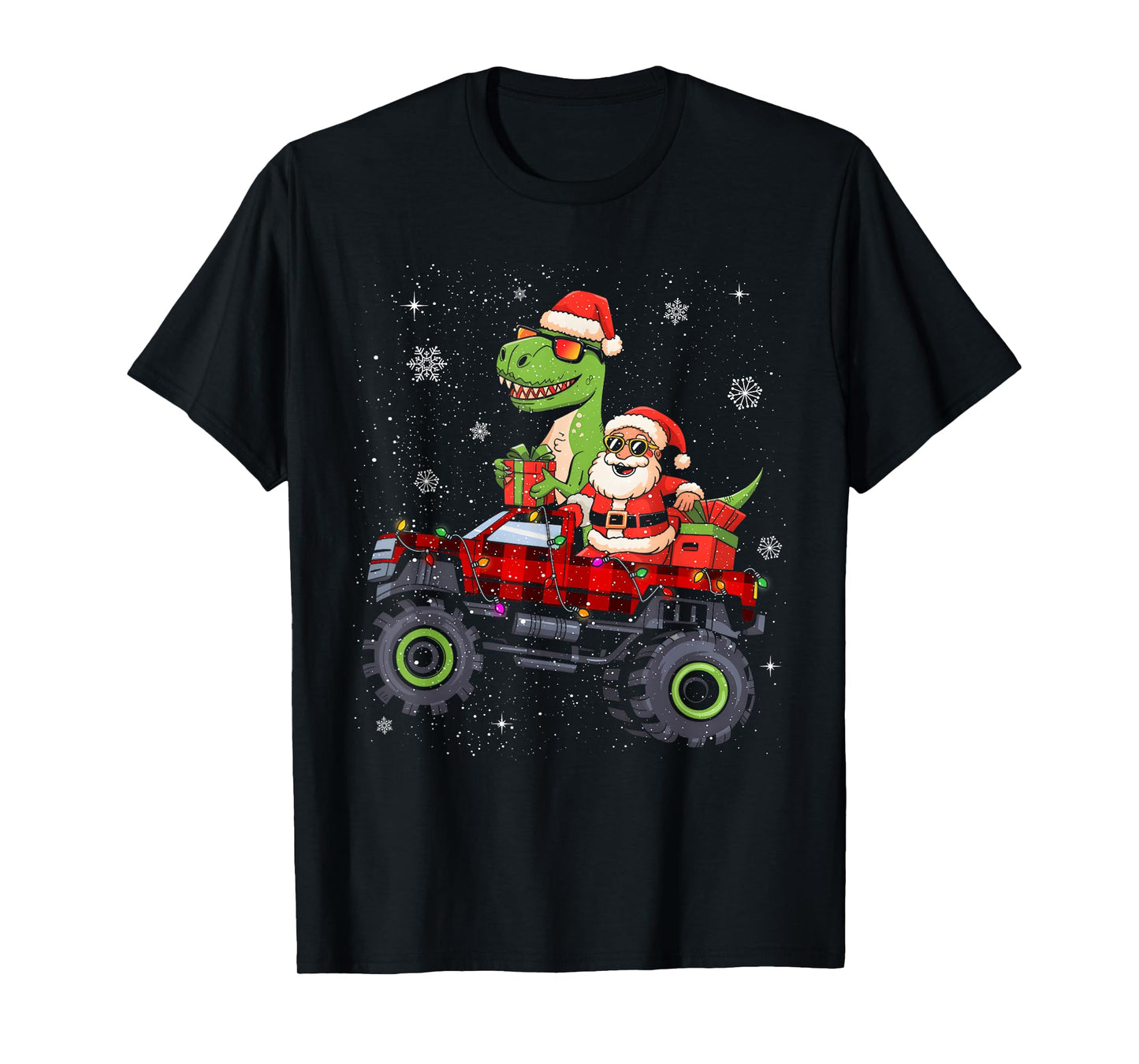 Christmas Family Santa Truck Dinosaur Men Boys Kids Toddler T-Shirt