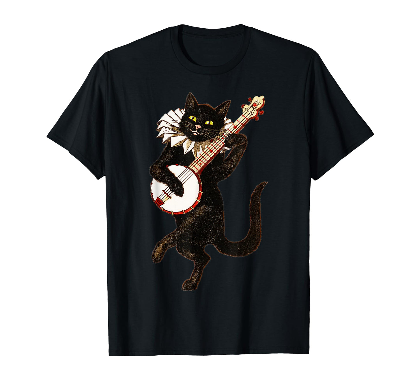 Vintage Silly Weird Cat Playing Banjo Country Cat Lover T-Shirt