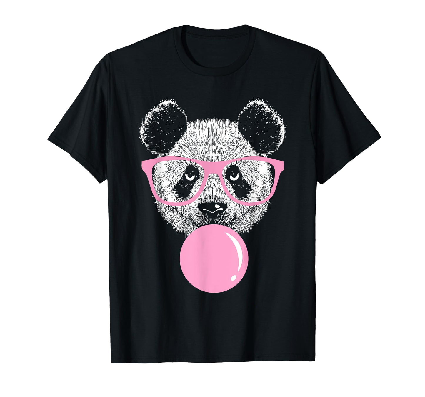 Cool Panda Face Eating Gum And Makes A Bubble Tee Cute Panda T-Shirt