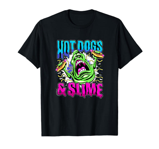 Ghostbusters Vintage Slimer Retro Hot Dogs & Slime Logo T-Shirt