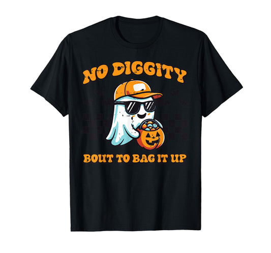 Halloween Ghost No Diggity Retro Costume Boys Kids Men Women T-Shirt