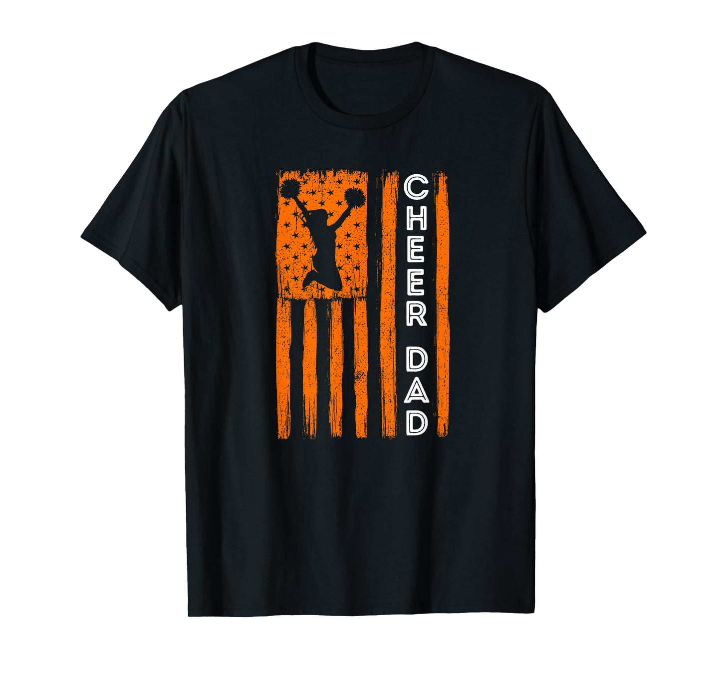 Cheer Dad Orange Cheerleading Flag T-Shirt