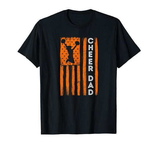 Cheer Dad Orange Cheerleading Flag T-Shirt