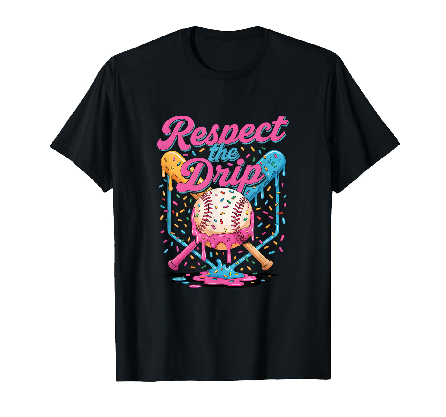 Baseball Mom Dad Son Ice Cream Drip Shirt Respect The Drip T-Shirt
