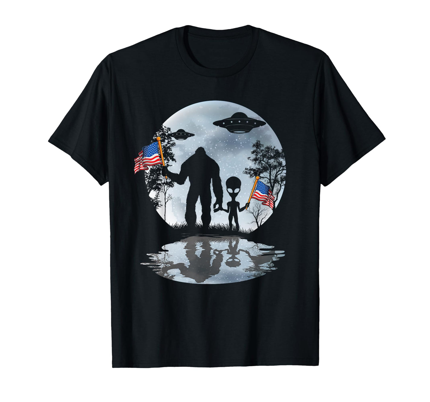 Alien Bigfoot Sasquatch UFO Extraterrestrial T-Shirt for Women Kids Men