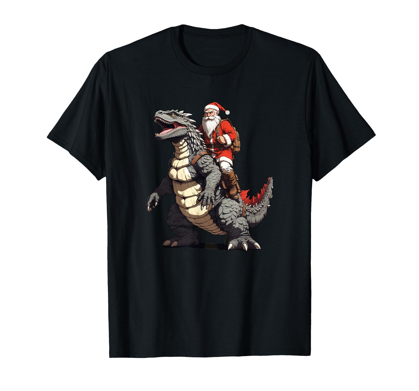Santa Riding The Japanese Monster Kaiju for Christmas T-Shirt