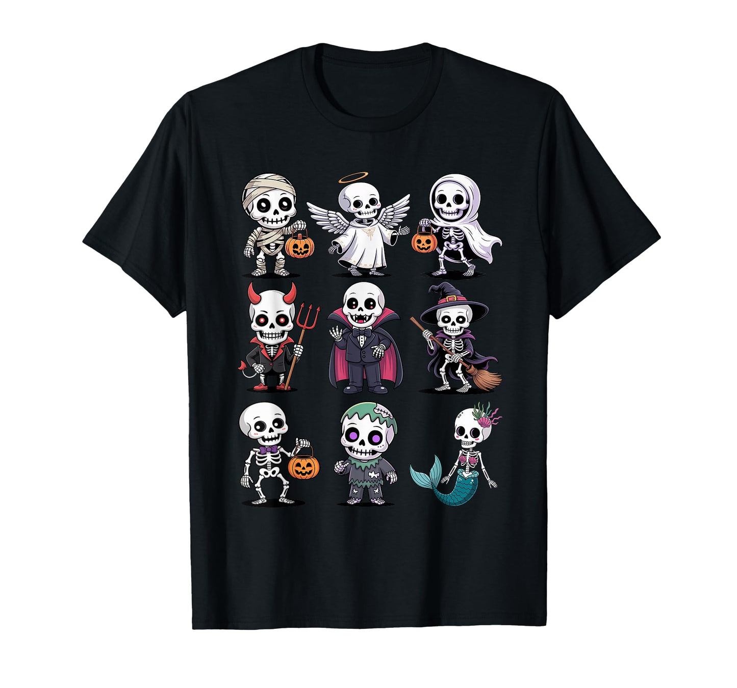 Halloween Skeleton T-Shirt - Cute Spooky Costume Group T-Shirt