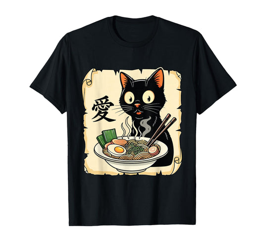 Funny Cat Ramen Kawaii Anime Japanese Graphic Women Men T-Shirt