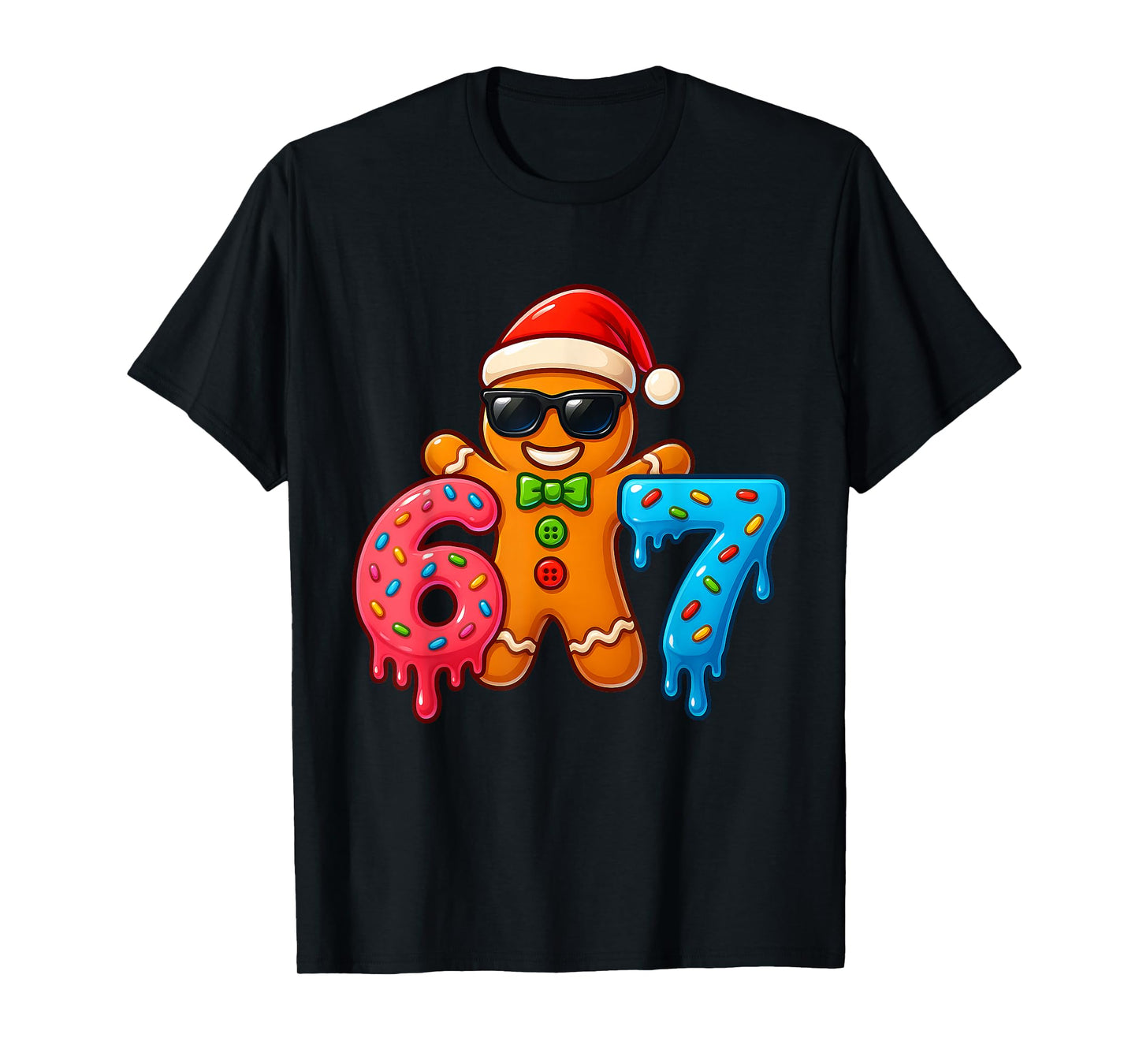 Gingerbread 67 Six Seven Ice Cream Drip Christmas Boys Kids T-Shirt