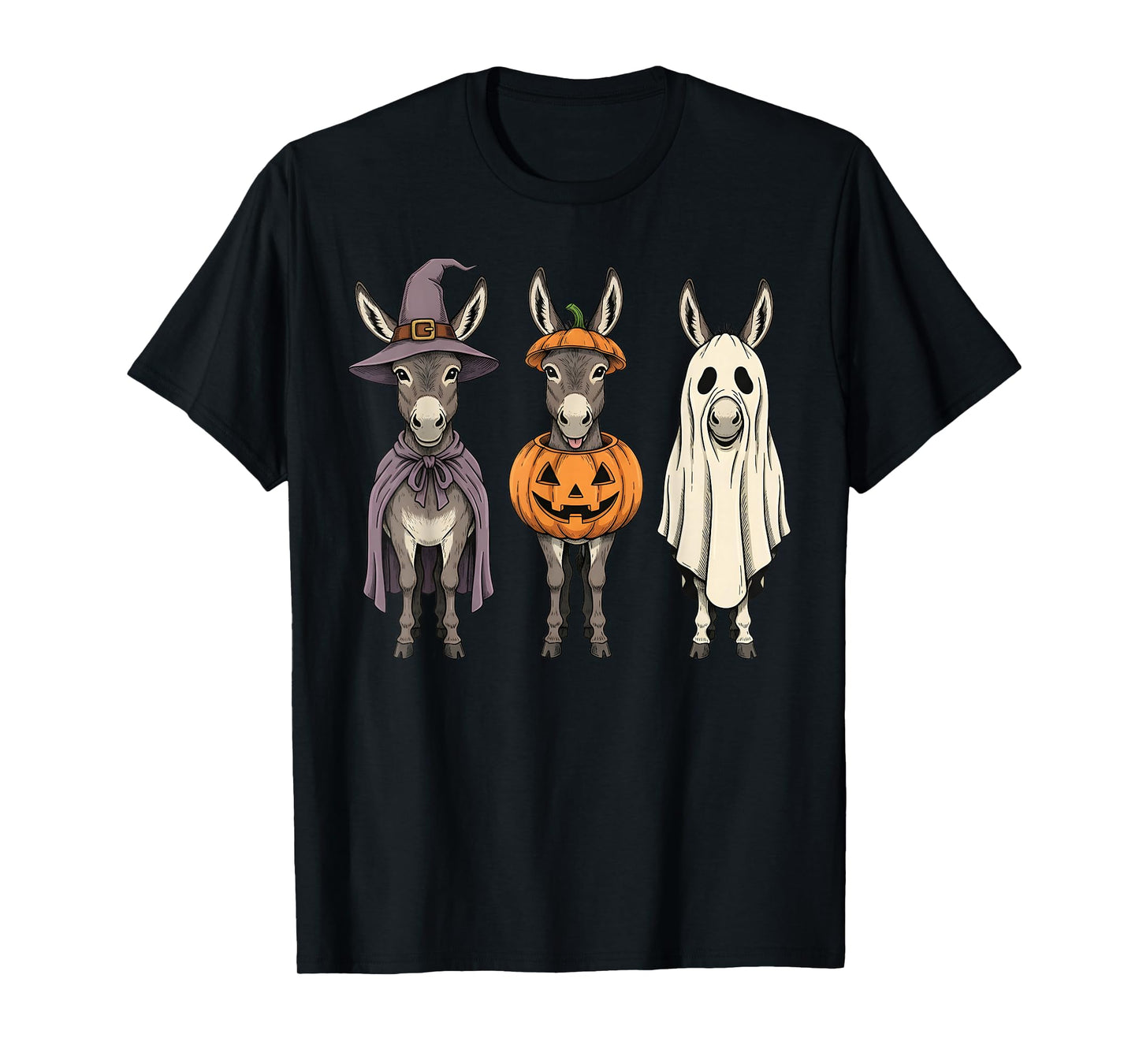 Spooky Ghost Donkey Pumpkin Halloween Farm Animal T-Shirt
