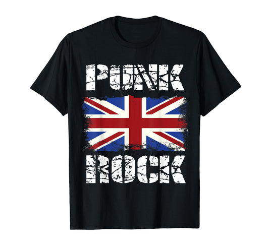 Punk Rock T-Shirt Vintage UK Flag Concert Music British Tee T-Shirt