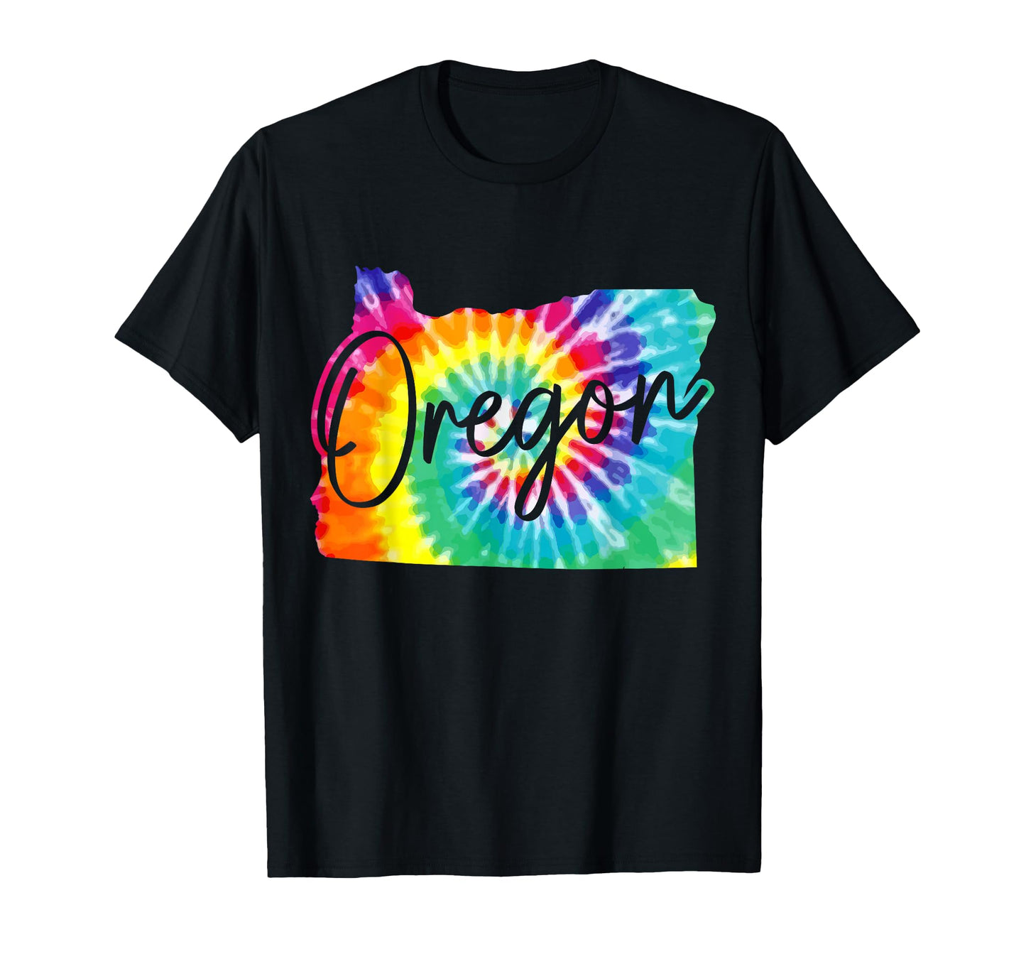 Oregon Tie Dye State Map Pride Hippie PNW Vintage Retro T-Shirt