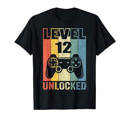 Level 12 Unlocked Shirt Funny Video Gamer 12th Birthday Gift T-Shirt