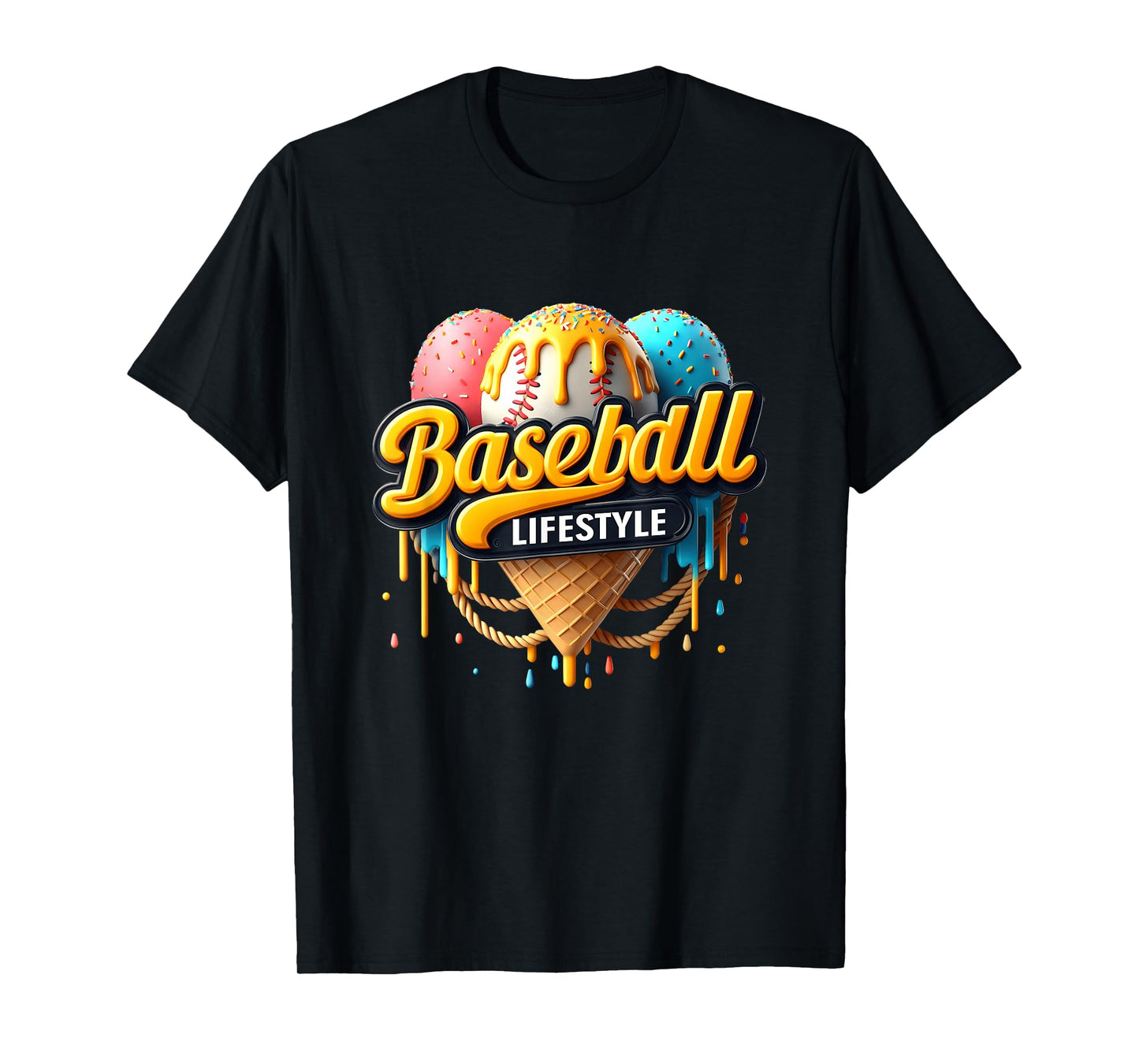 Baseball Lifestyle 101 Youth Baseball Drip Icecream T-Shirt