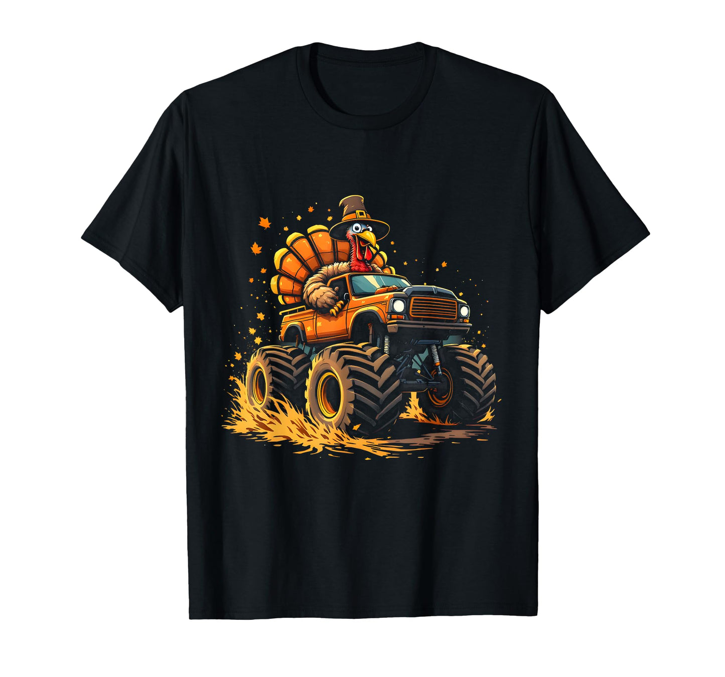 Funny Thanksgiving Turkey Riding Monster Truck Men Women Boy T-Shirt