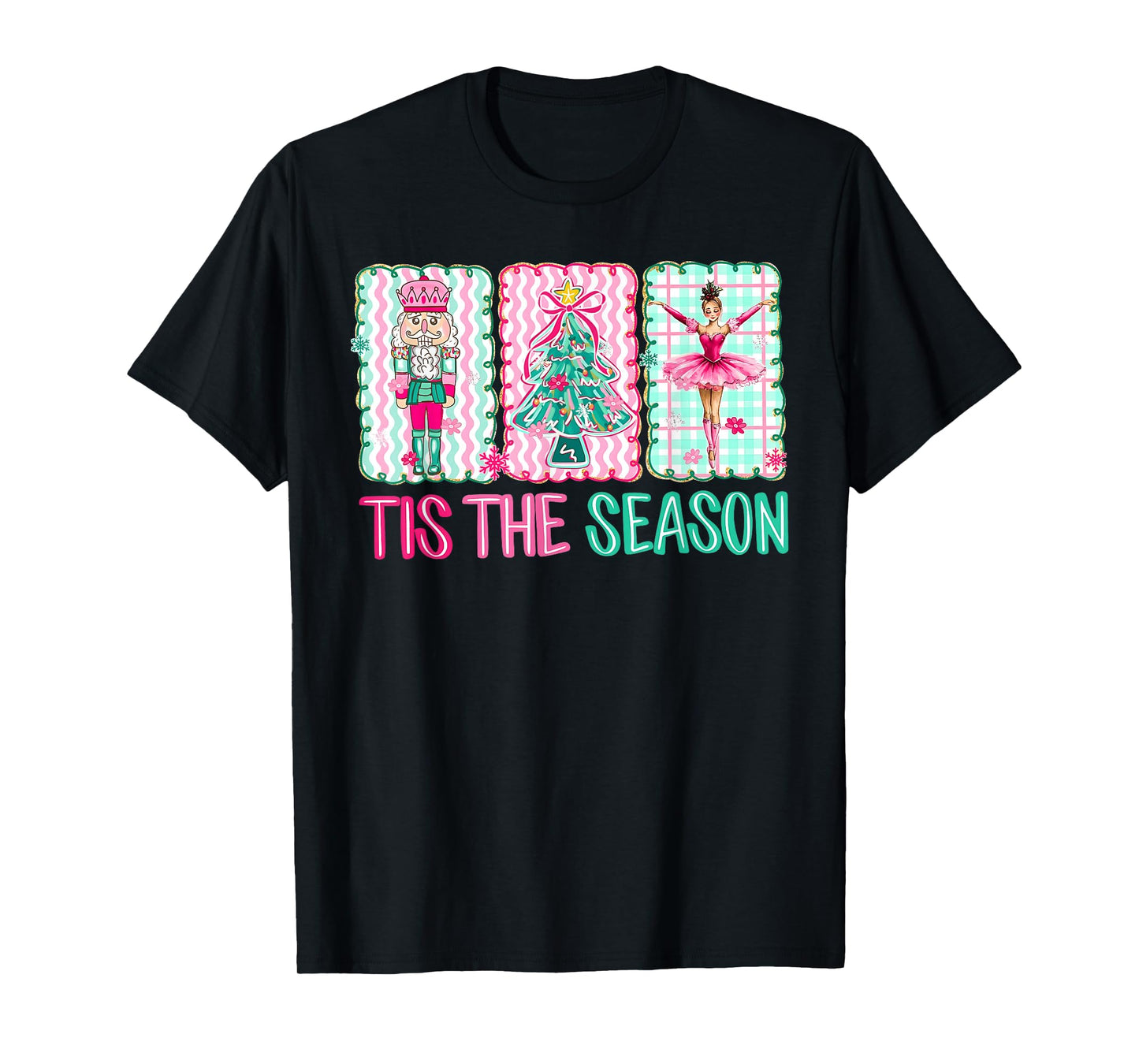 Preppy Nutcracker Ballet Dance Women Girls Christmas Tree T-Shirt