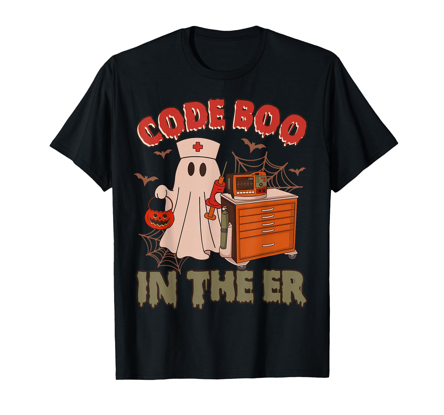 Retro Code Boo in The ER ICU Nurses Boo-JEE Ghost Halloween T-Shirt