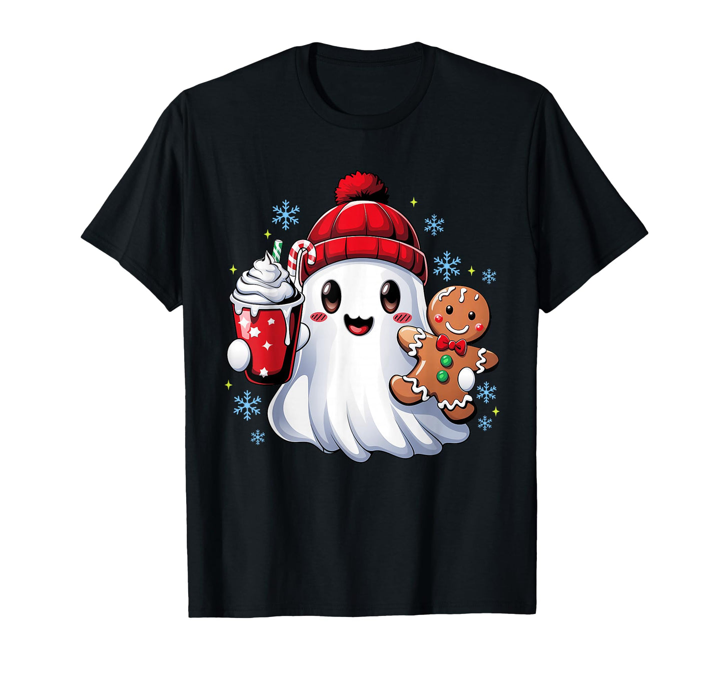 Cute Christmas Ghost Santa Christmas Candy Women Kids Girl T-Shirt