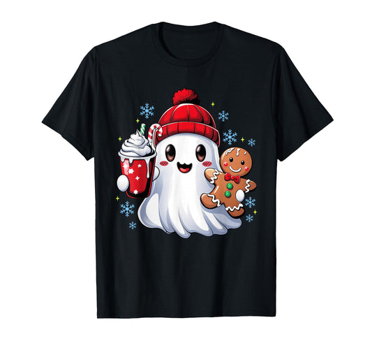 Cute Christmas Ghost Santa Christmas Candy Women Kids Girl T-Shirt