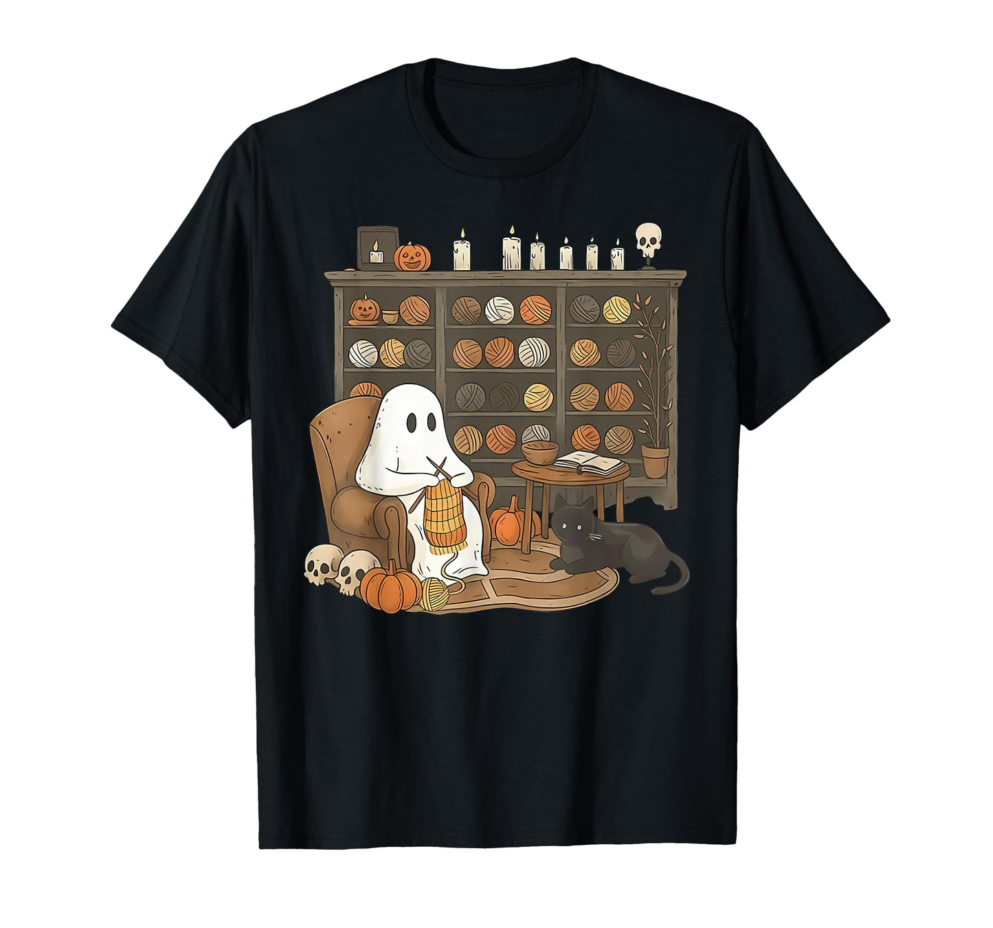 Retro Boo Ghost Yarn Crochet Knitting Halloween Spooky T-Shirt