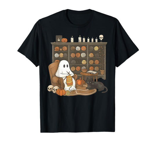 Retro Boo Ghost Yarn Crochet Knitting Halloween Spooky T-Shirt