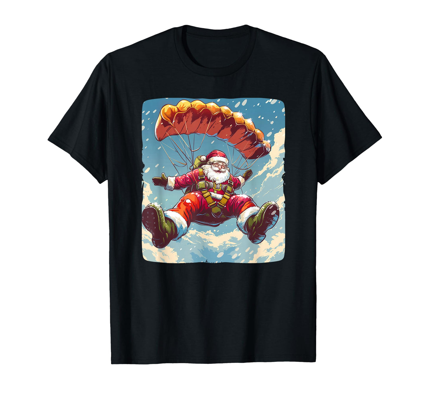 Cool Skydive Christmas with this Parachute Santa Costume T-Shirt