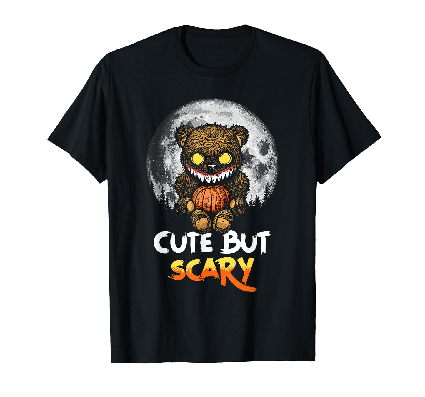 Cute But Scary Horror Zombie Teddy Bear Full Moon Halloween T-Shirt