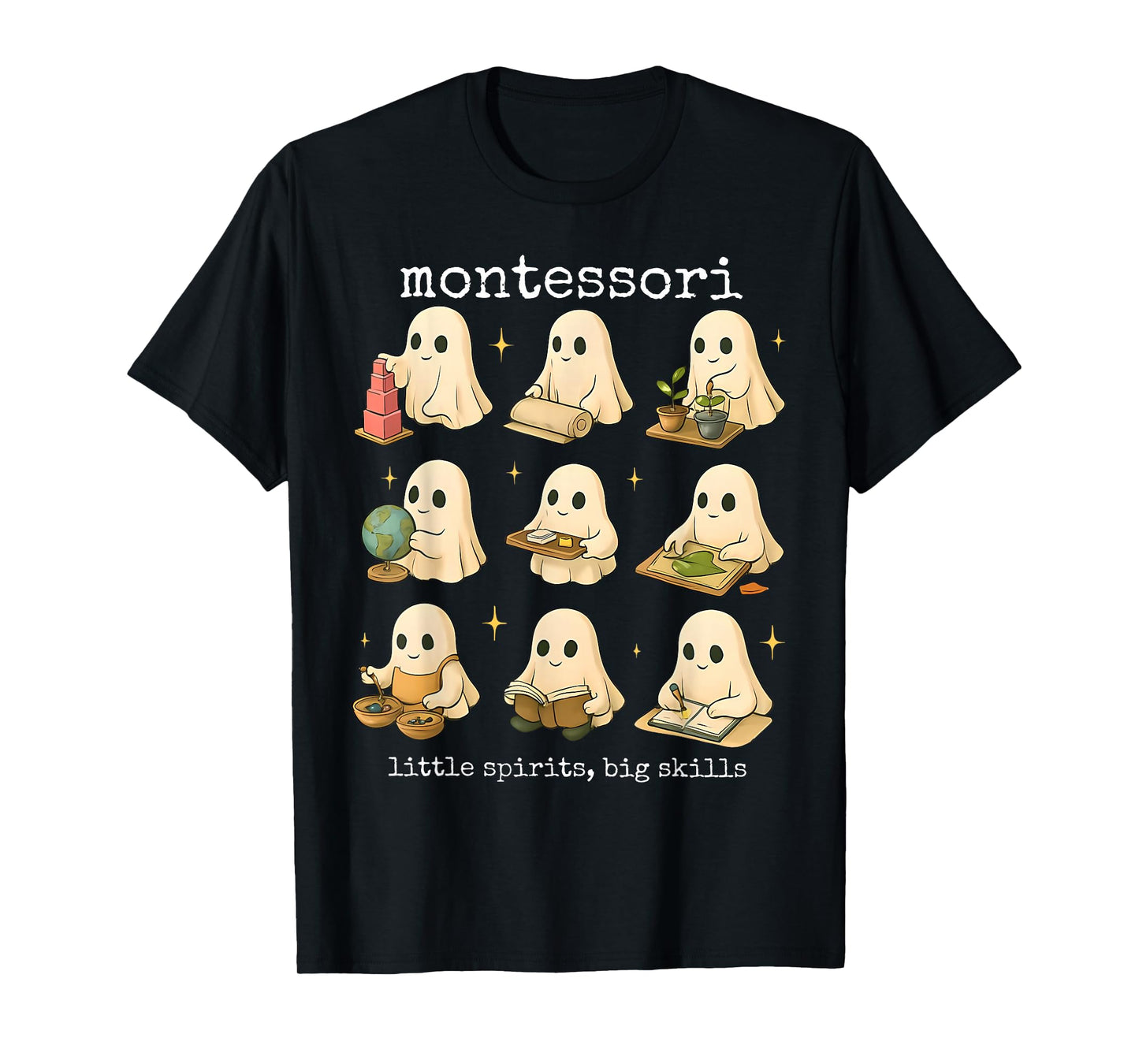 Funny Ghosts Halloween Montessori Teacher Educator Costume T-Shirt