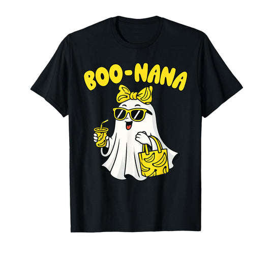 Boo Nana Funny Spooky Banana Ghost Bow Coquette Halloween T-Shirt
