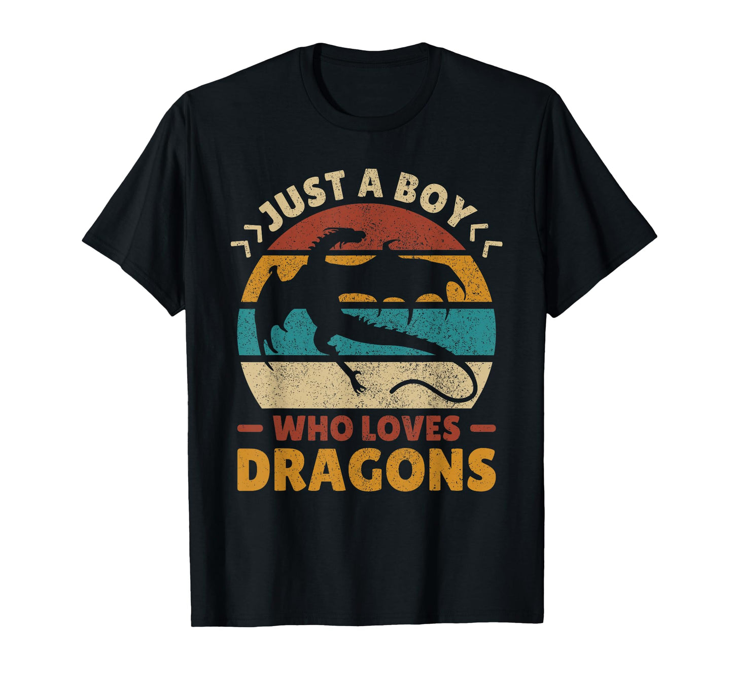 Just A Boy Who Loves Dragons Men Boys Kids Cute Retro Dragon T-Shirt