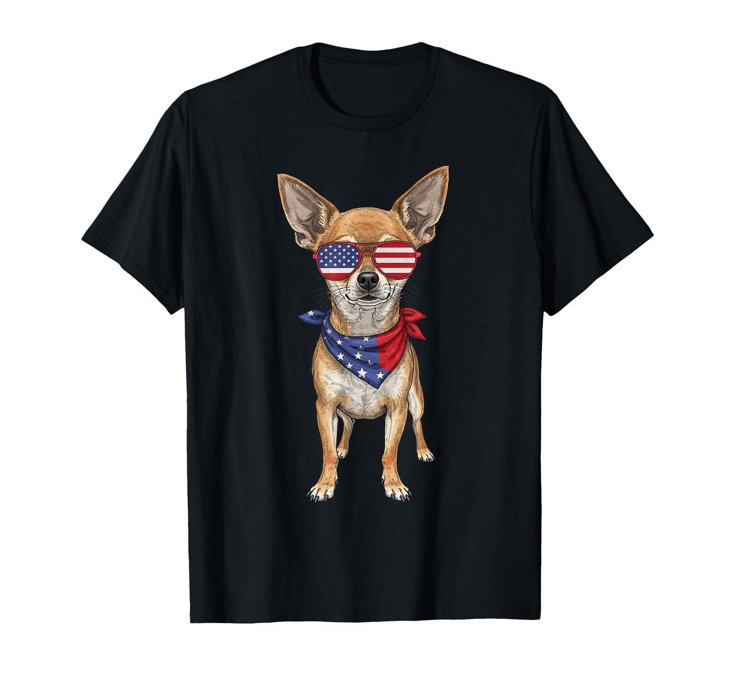 Chihuahua USA US Flag 4th of July America Cute Dog T-Shirt