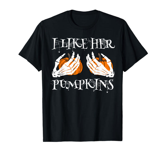 I Like Her Pumpkins I Like His Broomstick Halloween Couples T-Shirt