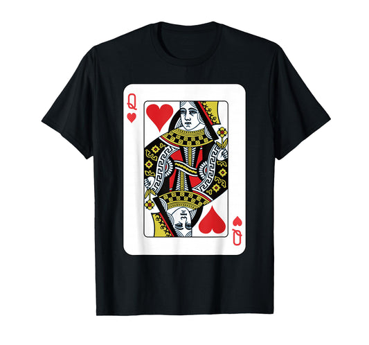 Queen of The Hearts Playing Card Poker T-Shirt Small