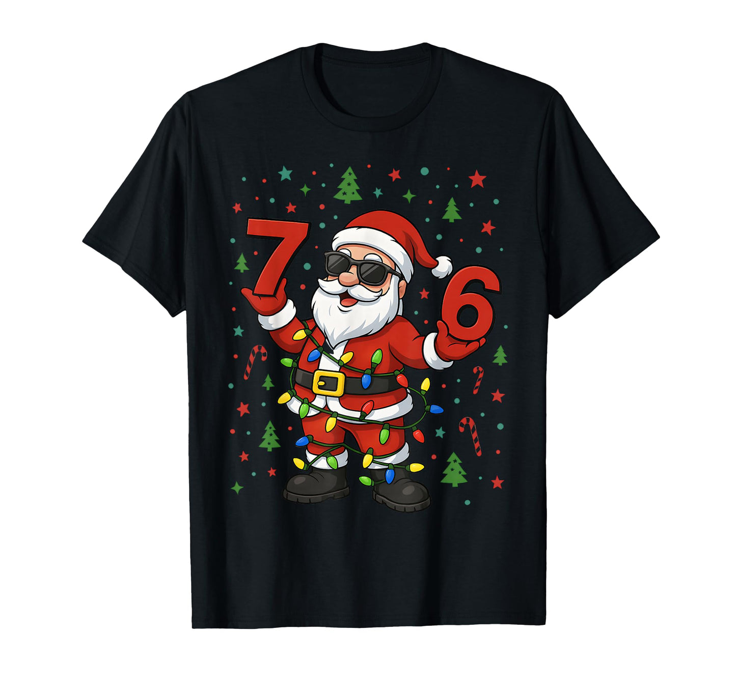HUGvyn Christmas Santa Six Seven 6 7 Meme Genz Alpha Slang T-Shirt