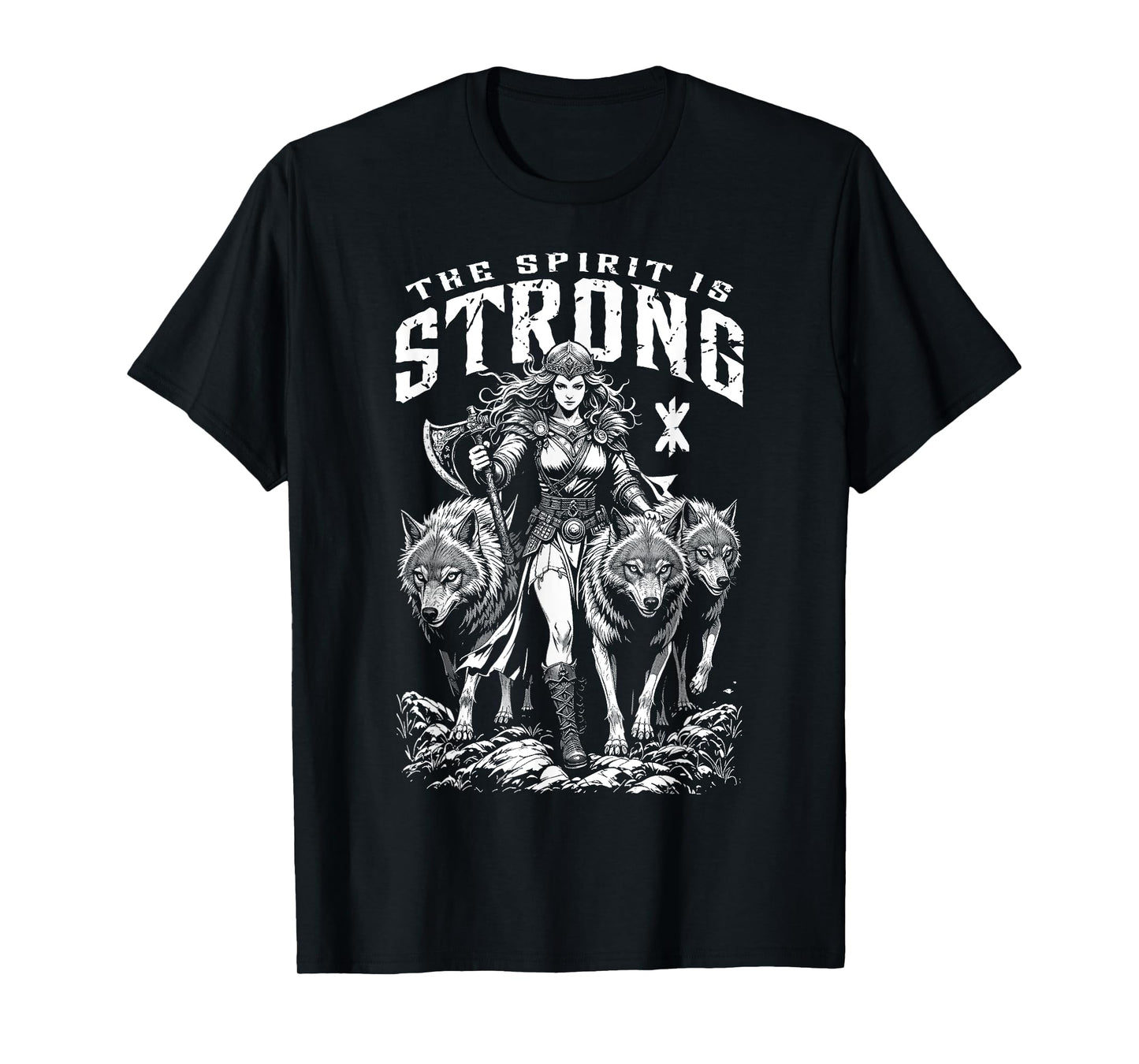 Viking Woman Shield Maiden Strong Norse Spirit Wolf Pack T-Shirt
