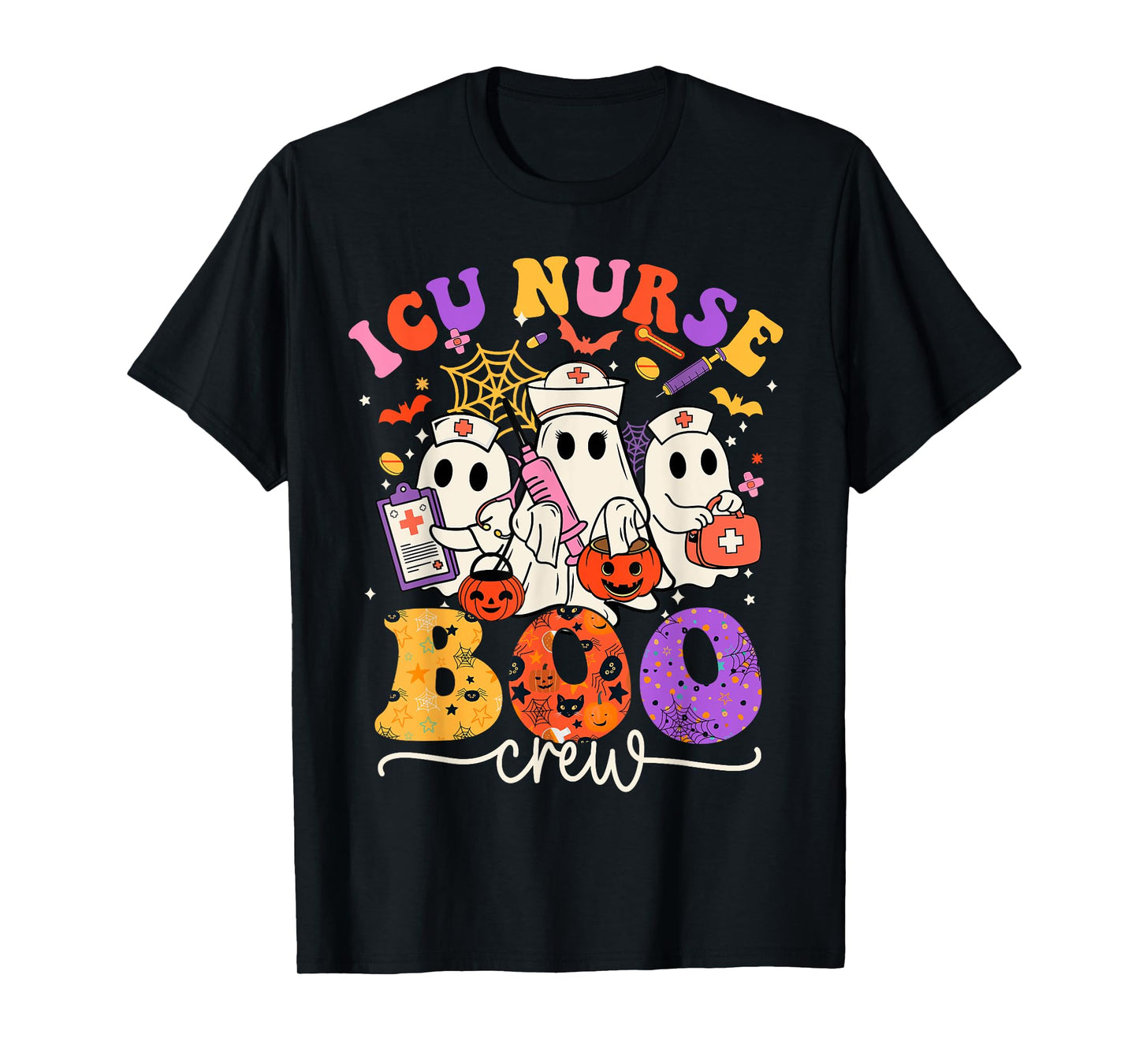 ICU Boo Crew Costume Funny Nurse Ghost Halloween T-Shirt