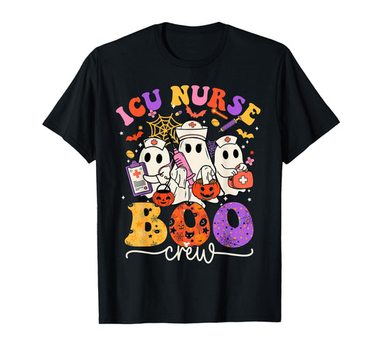 ICU Boo Crew Costume Funny Nurse Ghost Halloween T-Shirt