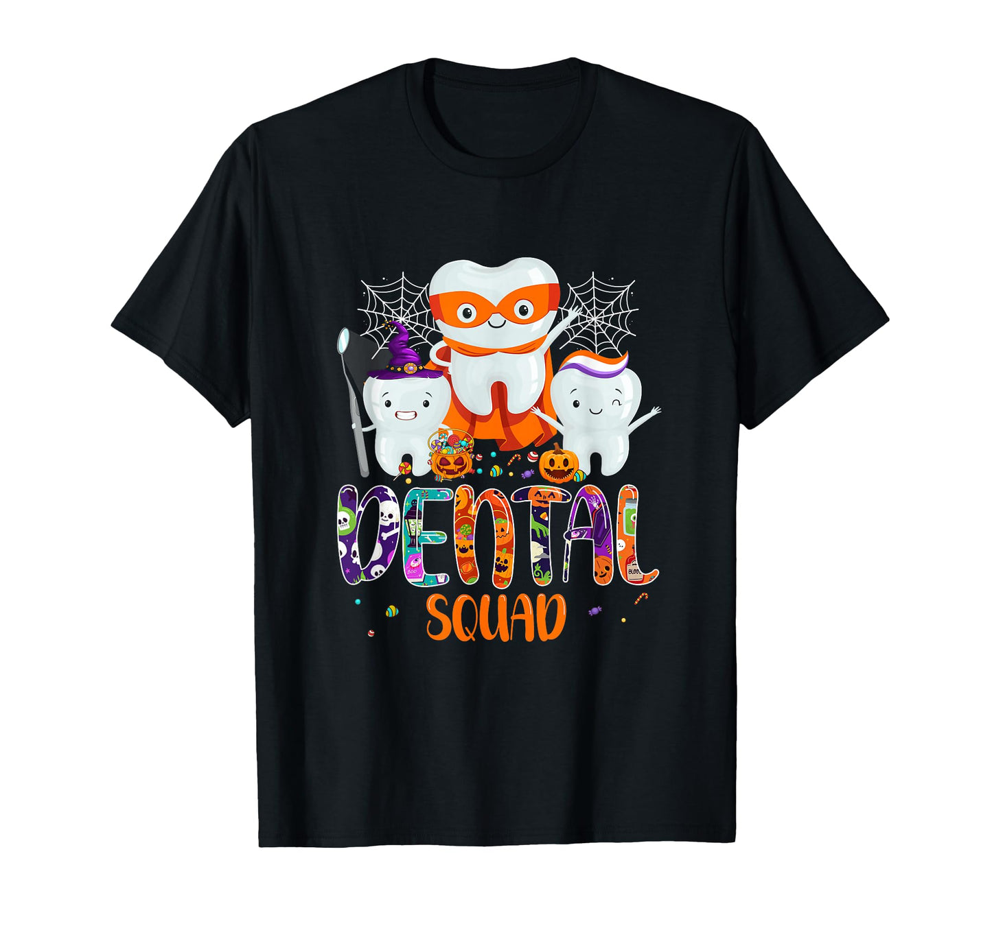Dental Squad Funny Trick Or Teeth Dentist Halloween Ghost T-Shirt