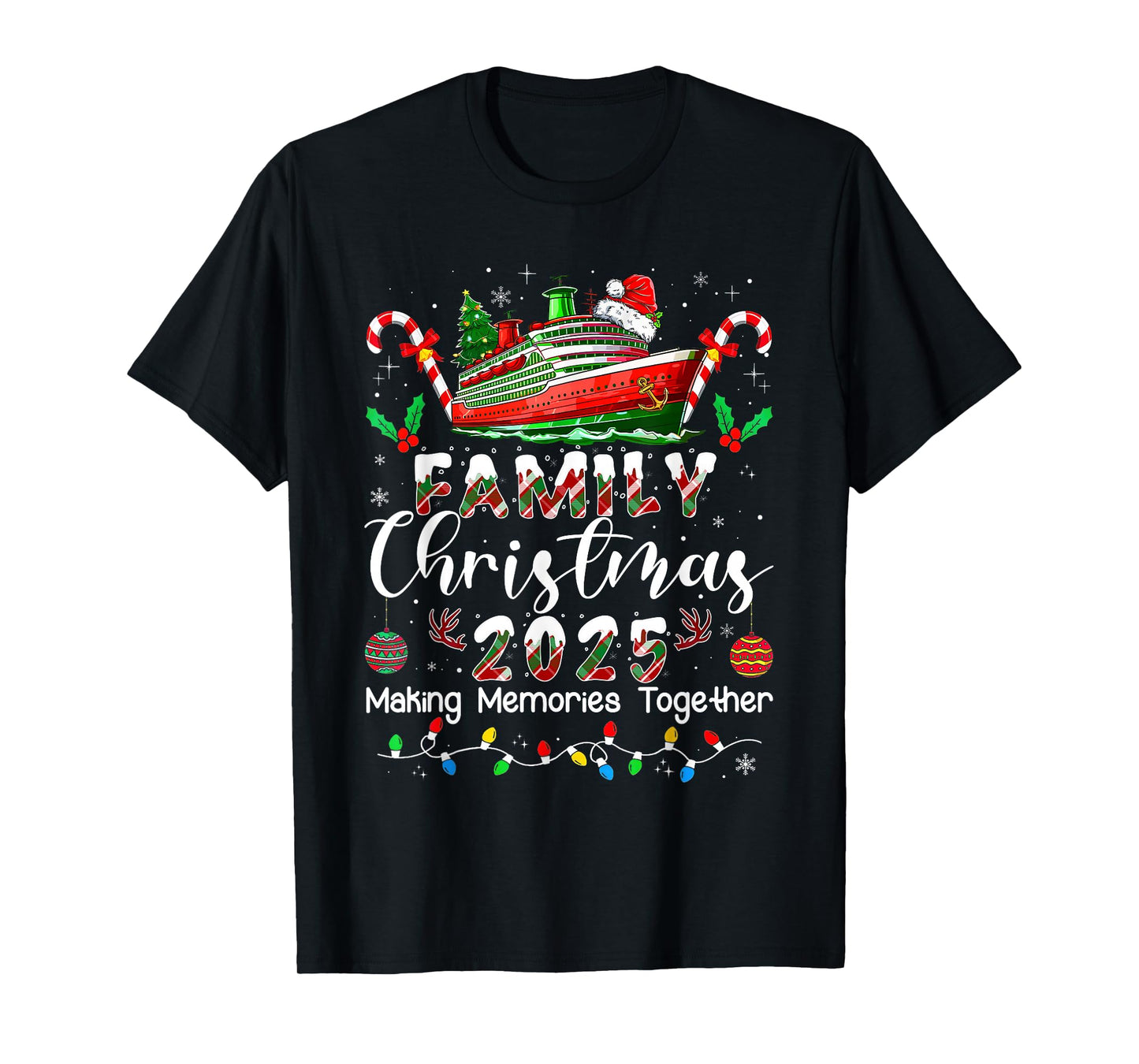 Family Christmas 2025 Cruise Matching Santa Xmas Pajamas Pjs T-Shirt