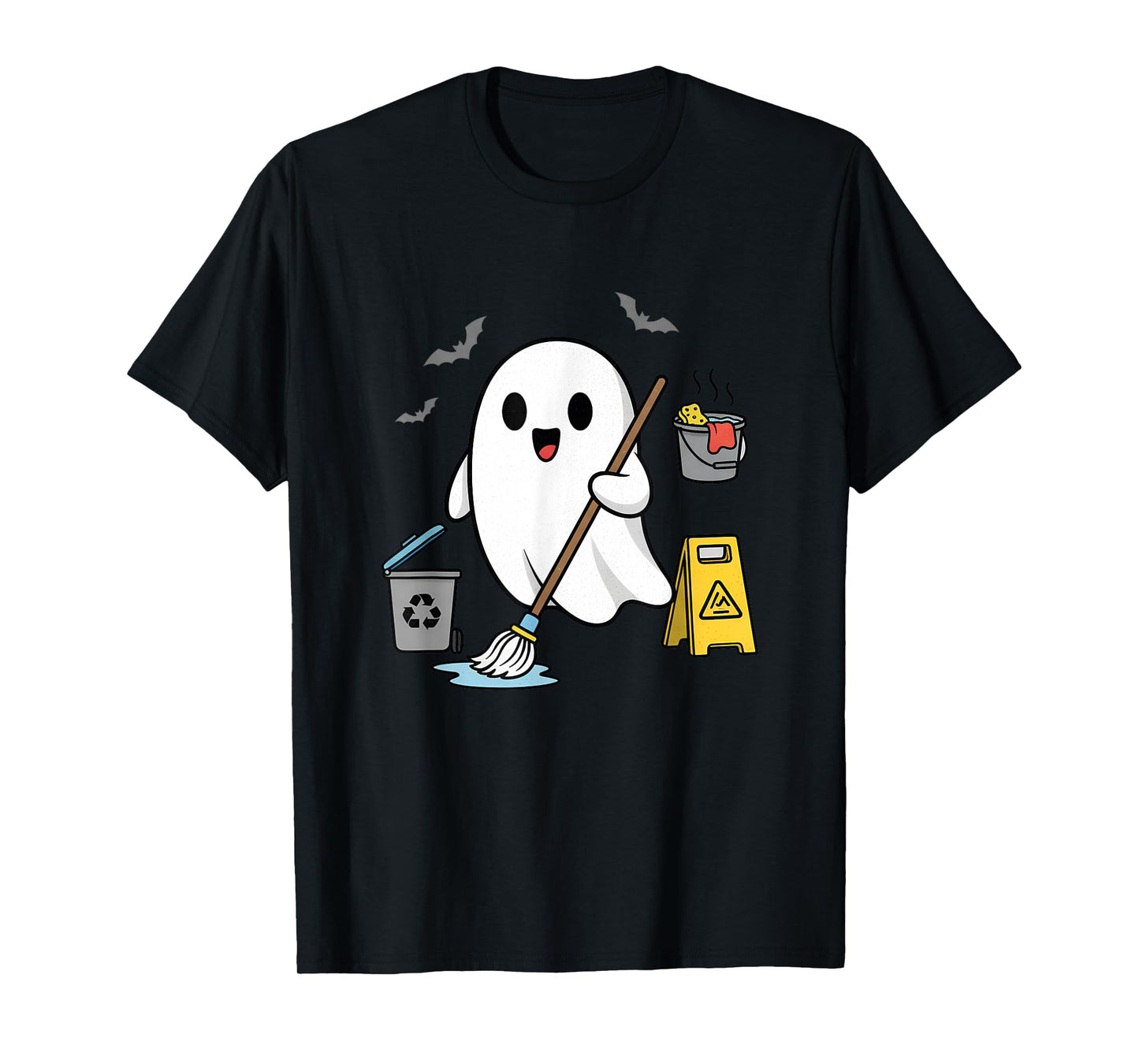 School Custodian Janitor Spooky Ghost Halloween Costume T-Shirt