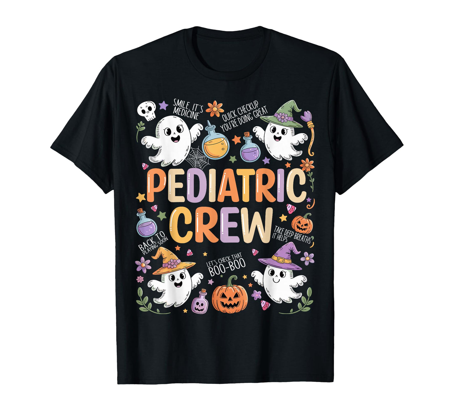 Pediatric Crew Spooky Ghost Peds Nurse Halloween Costume T-Shirt
